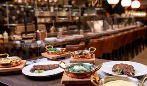 interior of Goodnight's with various dishes of food